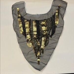Black and Gold Sequin Embellished Mesh yoke trim